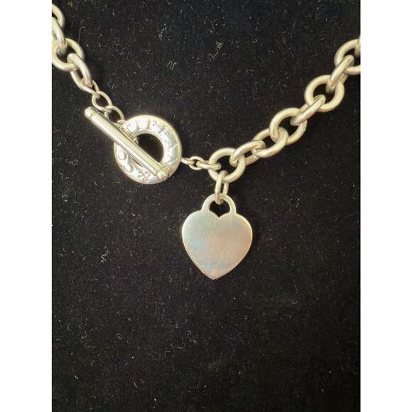 Tiffany & Co. Sterling Silver Heart Tag Toggle Necklace | 16” Choker Length - Picture 3 of 7
